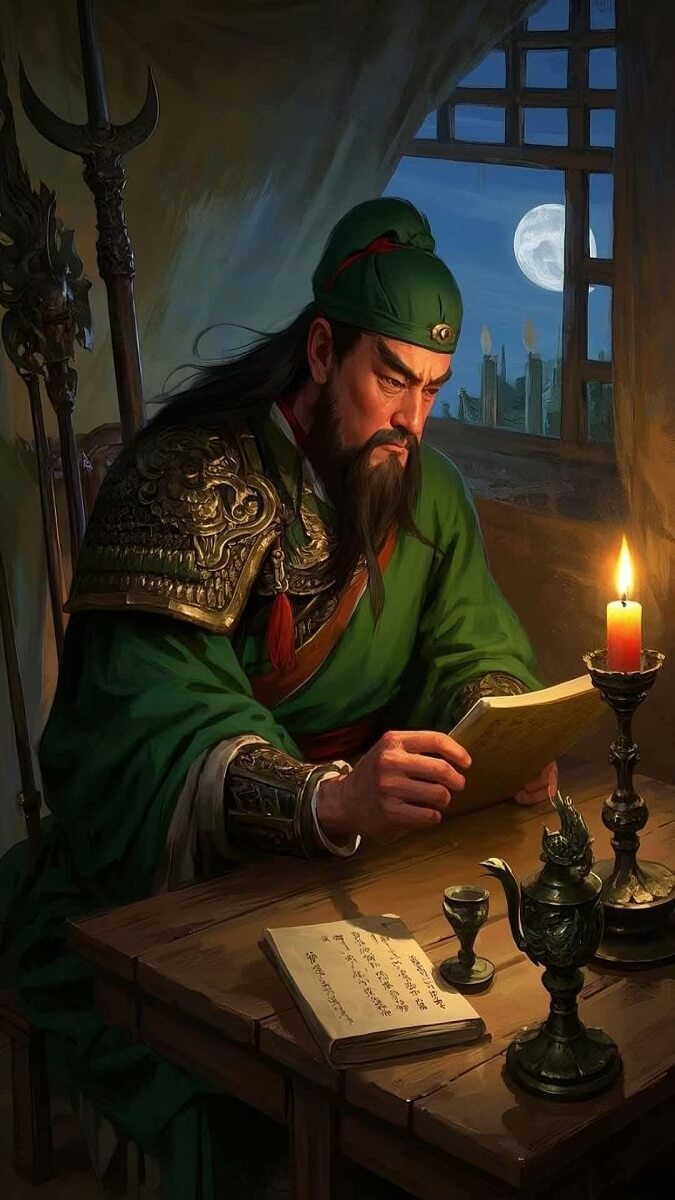 Hình nền Quan Công đọc sách, suy tư