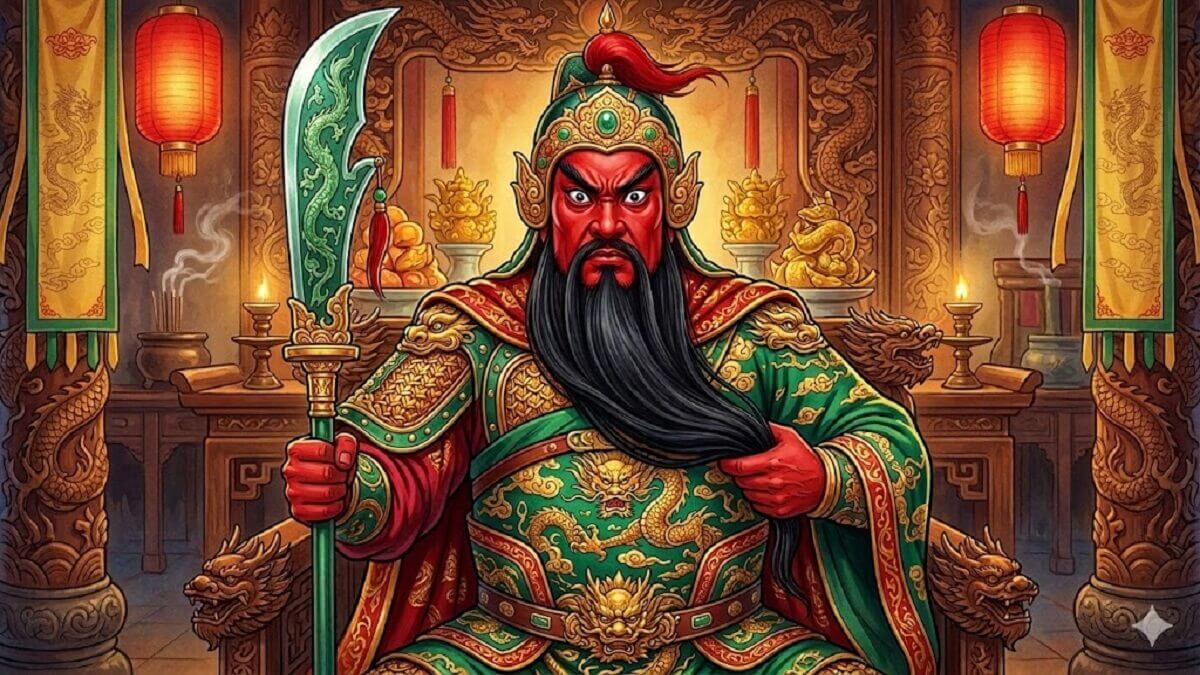 Hình nền Quan Công mở mắt nghiêm minh