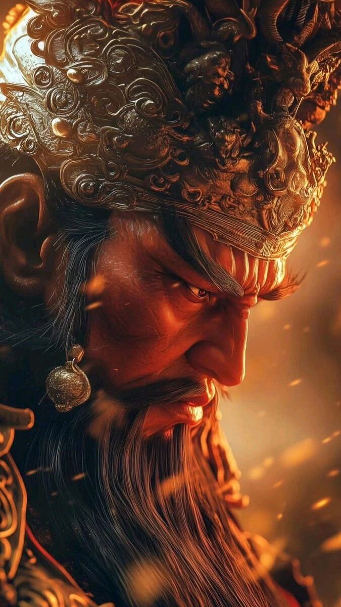 Hình nền Quan Công mở mắt đăm chiêu