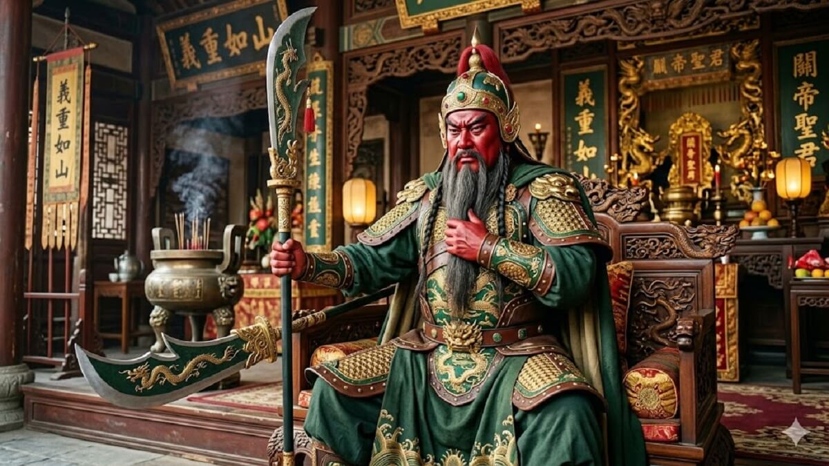 Hình nền Quan Công vuốt râu nghiêm nghị