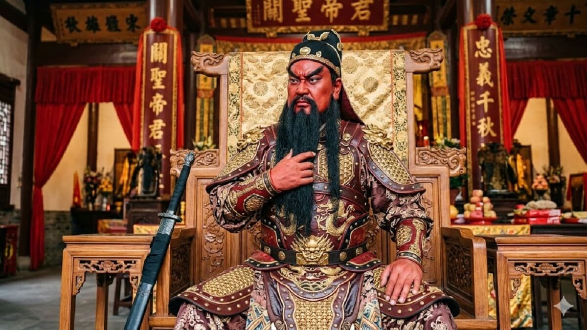 Hình nền Quan Công vuốt râu suy tư