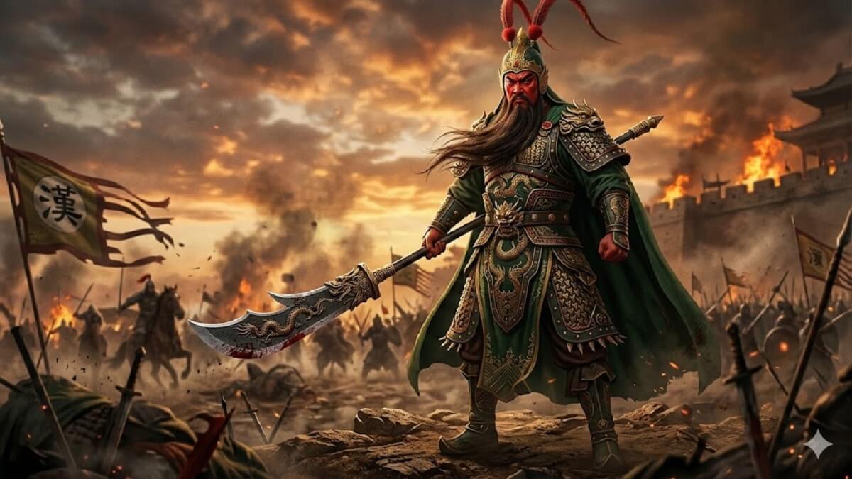 Hình nền Quan Công xách đao khí thế