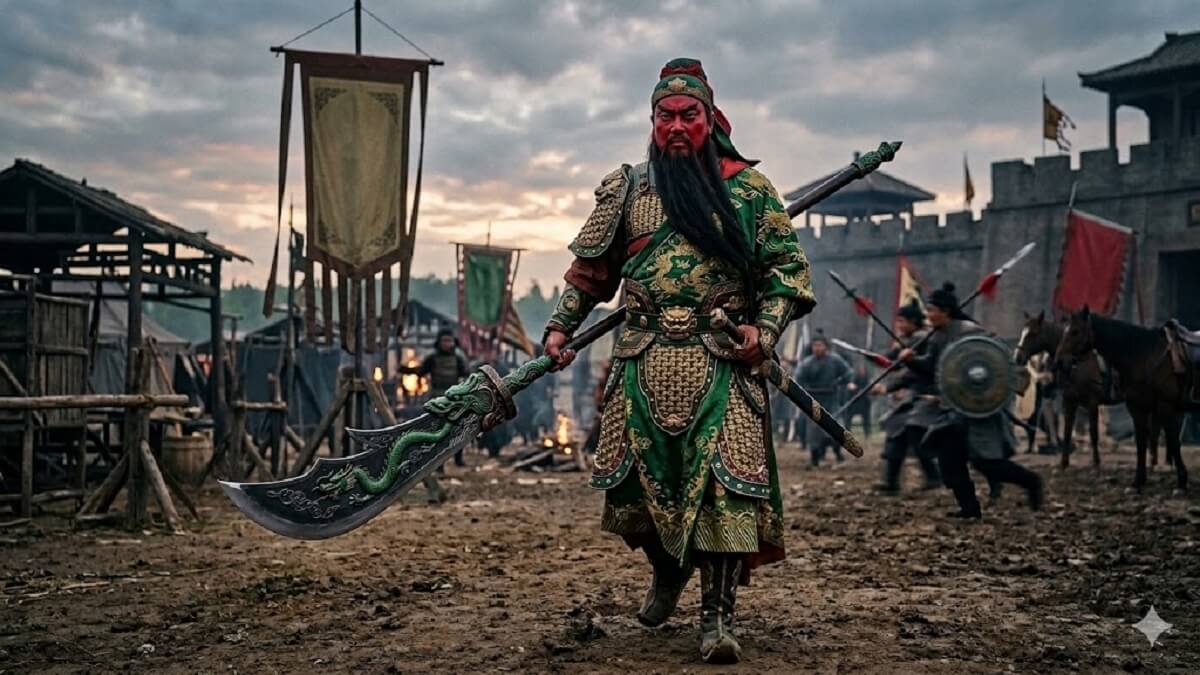 Hình nền Quan Công xách đao ngầu