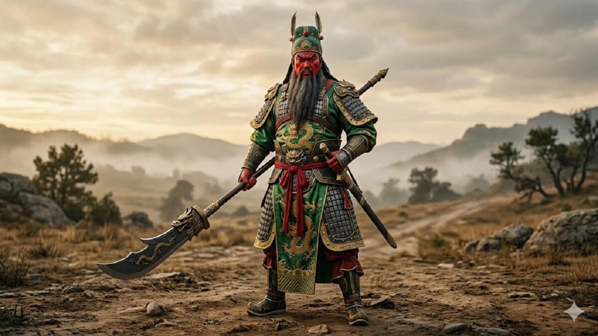 Hình nền Quan Công xách đao dũng mãnh