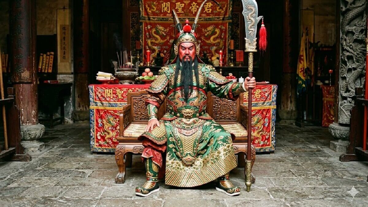 Hình nền Quan Công chống đao dũng mãnh