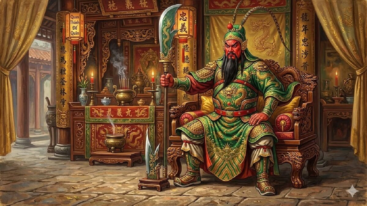 Hình nền Quan Công chống đao đẹp