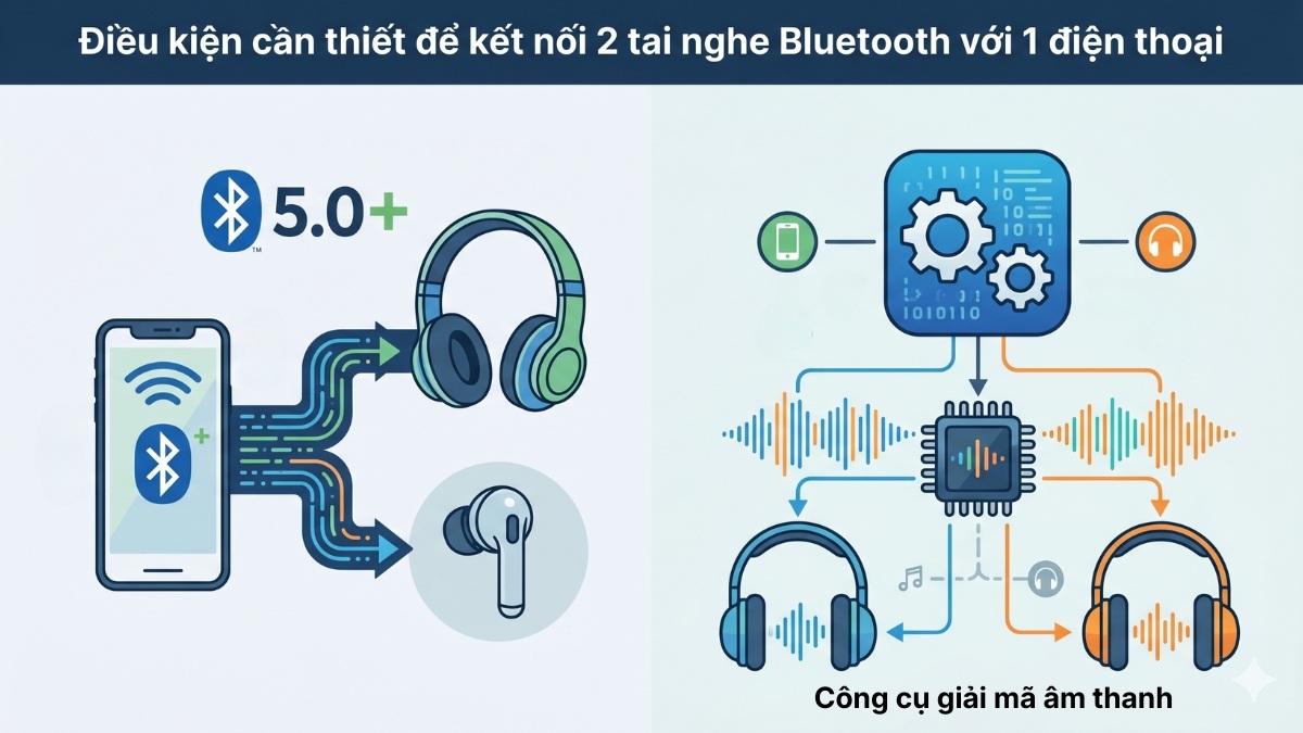 Điều kiện kết nối 2 tai nghe Bluetooth với 1 điện thoại