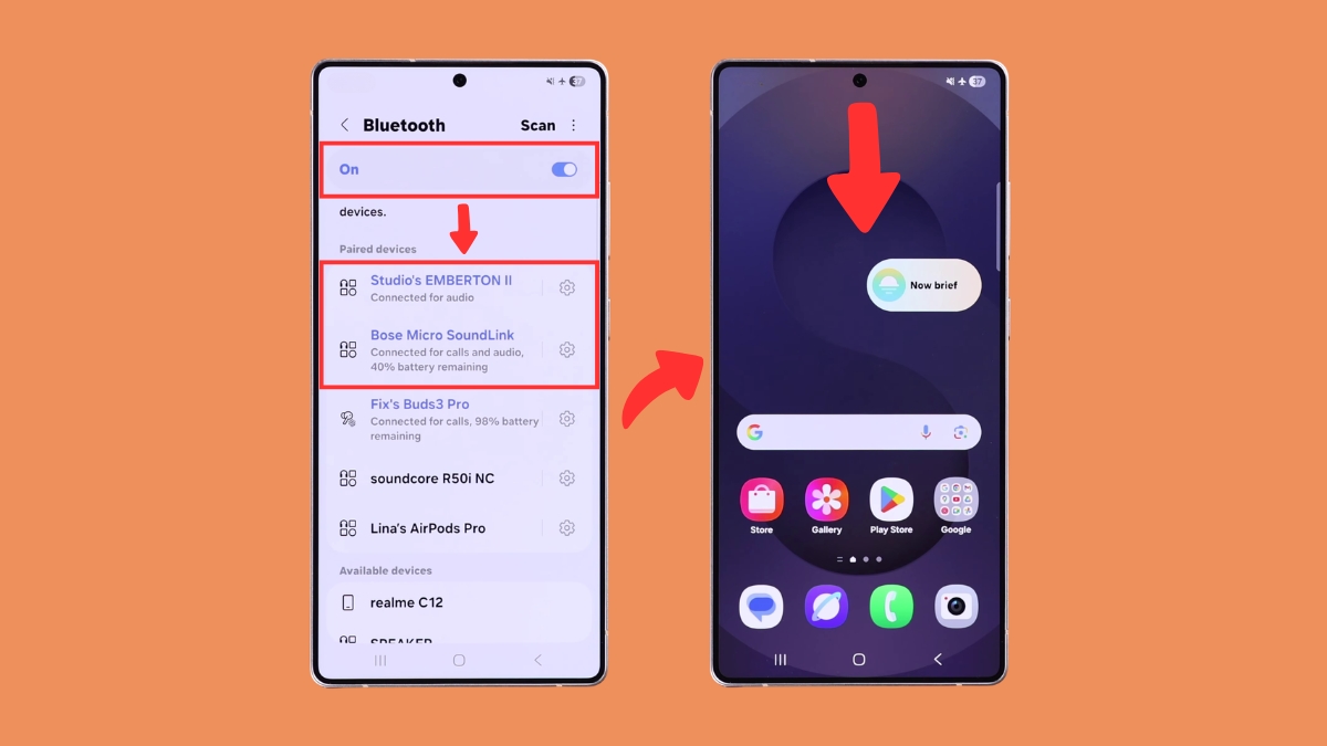 Cách kết nối 2 tai nghe Bluetooth với 1 điện thoại Samsung bước 2, 3