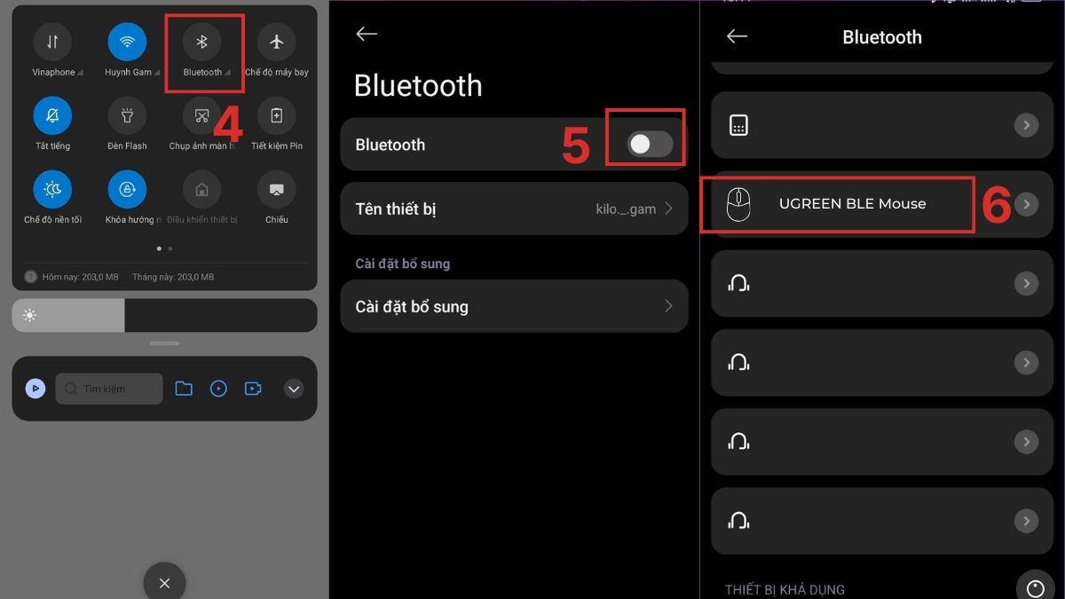 Cách kết nối Bluetooth chuột Ugreen với điện thoại, tablet bước 3