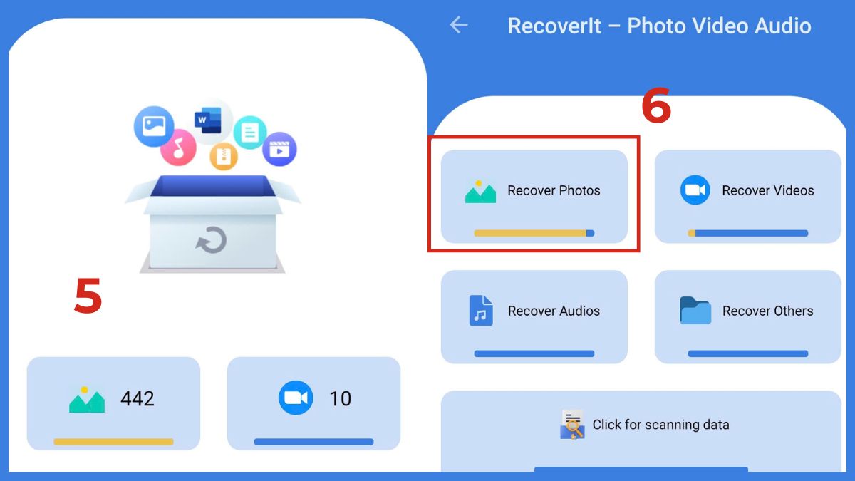 Khôi phục ảnh đã xóa vĩnh viên trên OPPO bằng Recoverit bước 3