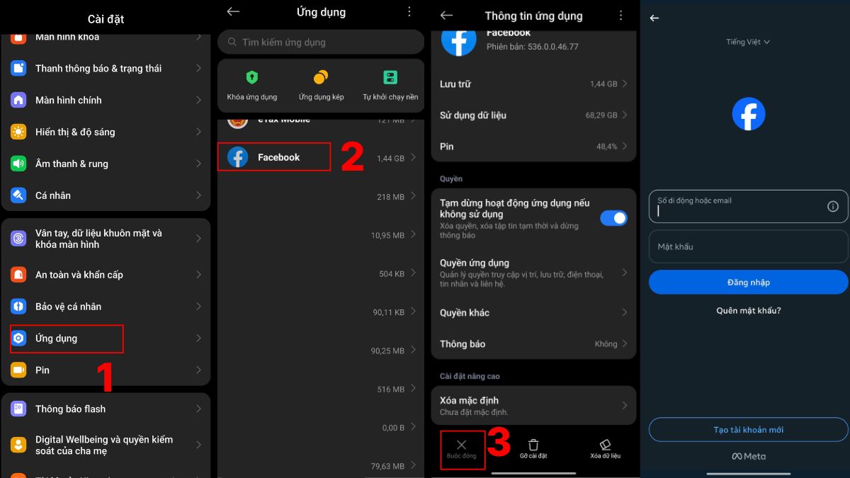 Khắc phục lỗi không đăng xuất được tài khoản Facebook - Buộc dừng ứng dụng