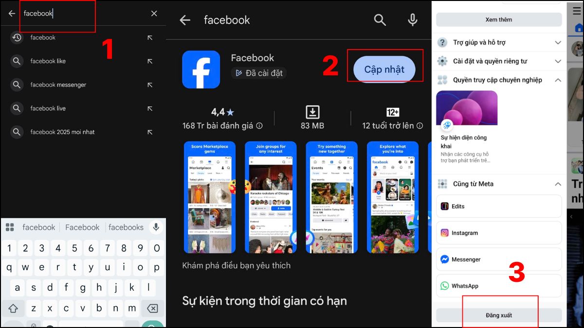 Khắc phục lỗi không đăng xuất được tài khoản Facebook - Cập nhật ứng dụng