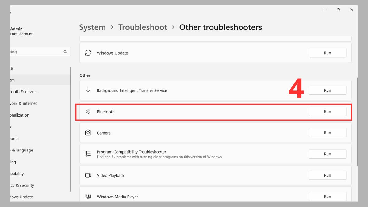 Sửa lỗi không kết nối được chuột Bluetooth với laptop - Chạy Troubleshooter bước 3