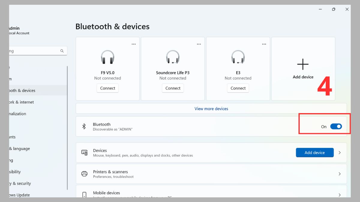 Sửa lỗi không kết nối được chuột Bluetooth với laptop - Bật bluetooth trên laptop bước 3