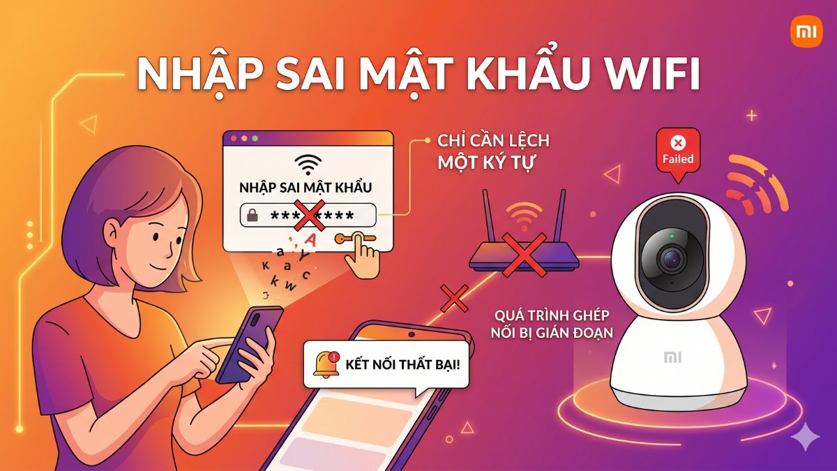 Nguyên nhân không thể kết nối camera Xiaomi do nhập sai mật khẩu