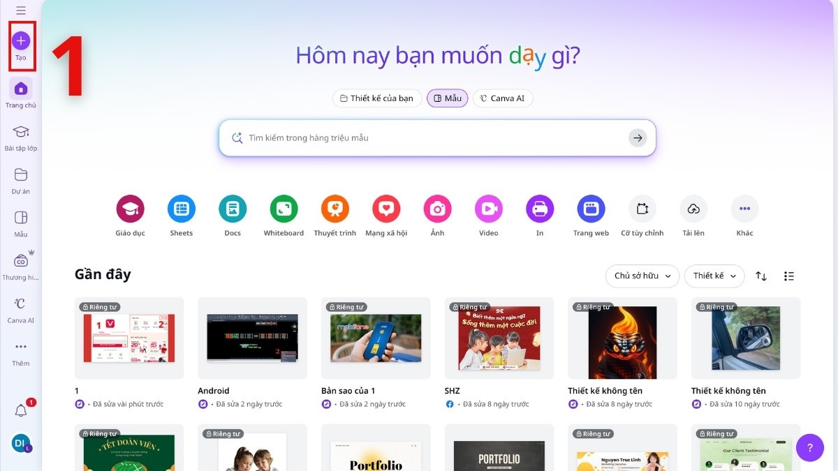 Chỉnh kích thước avatar Facebook bằng Canva bước 1