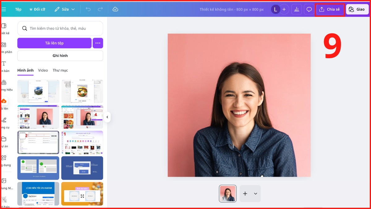 Chỉnh kích thước avatar Facebook bằng Canva bước 9