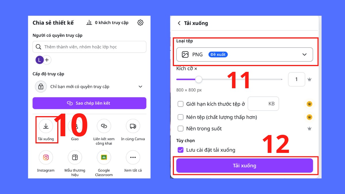 Chỉnh kích thước avatar Facebook bằng Canva bước 10, 11, 12