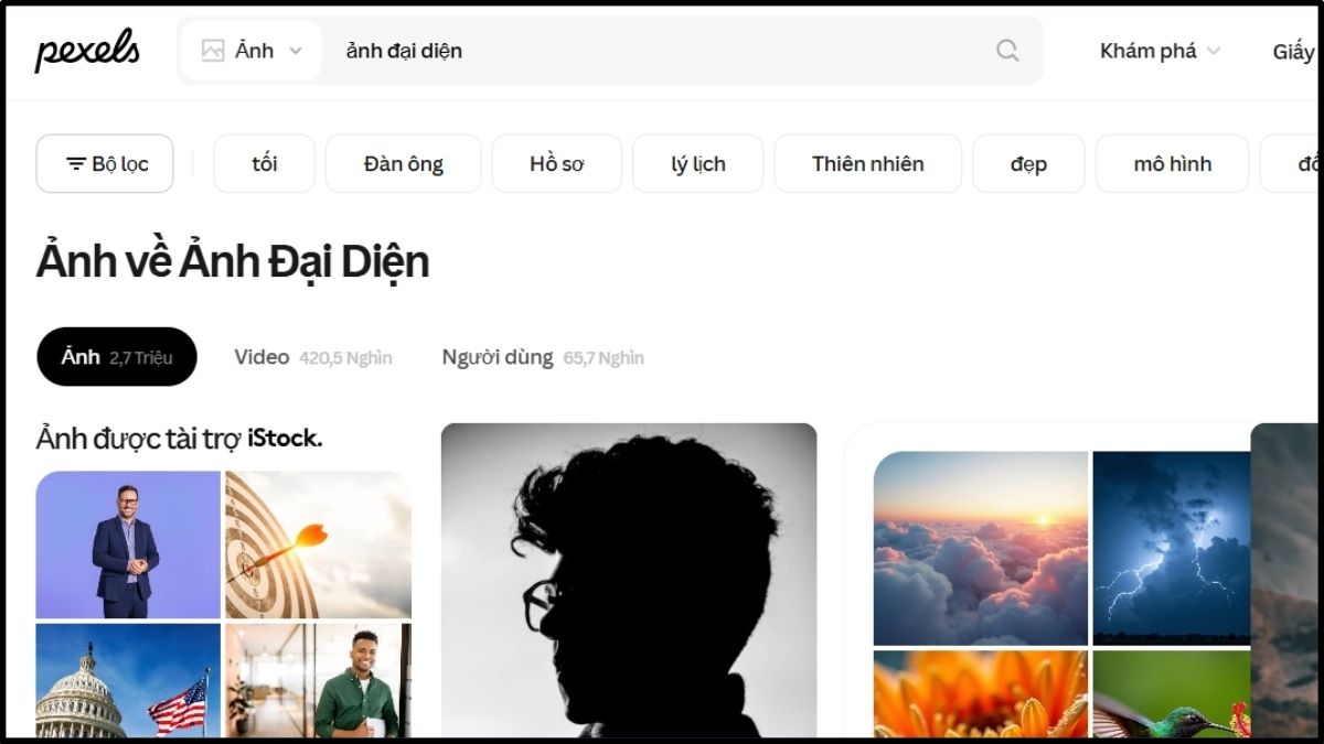 Lấy ảnh đại diện Facebook đẹp ở Pinterest, Pexels,...