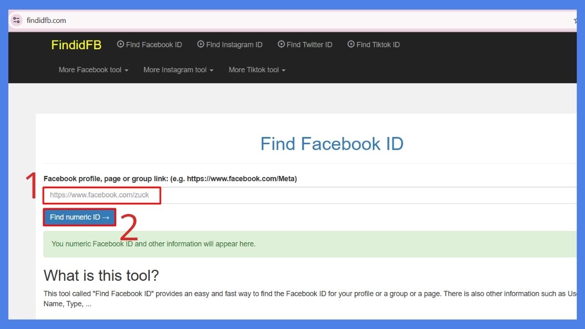 Lấy ID Facebook - Web FindidFB.Com