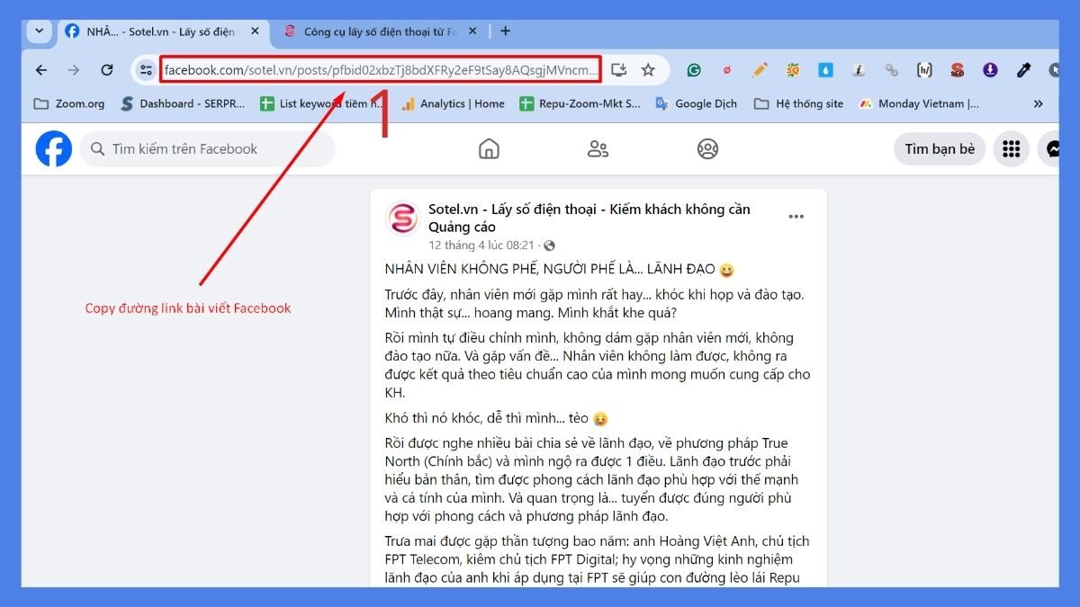 Lấy ID Facebook hàng loạt với Sotel bước 1