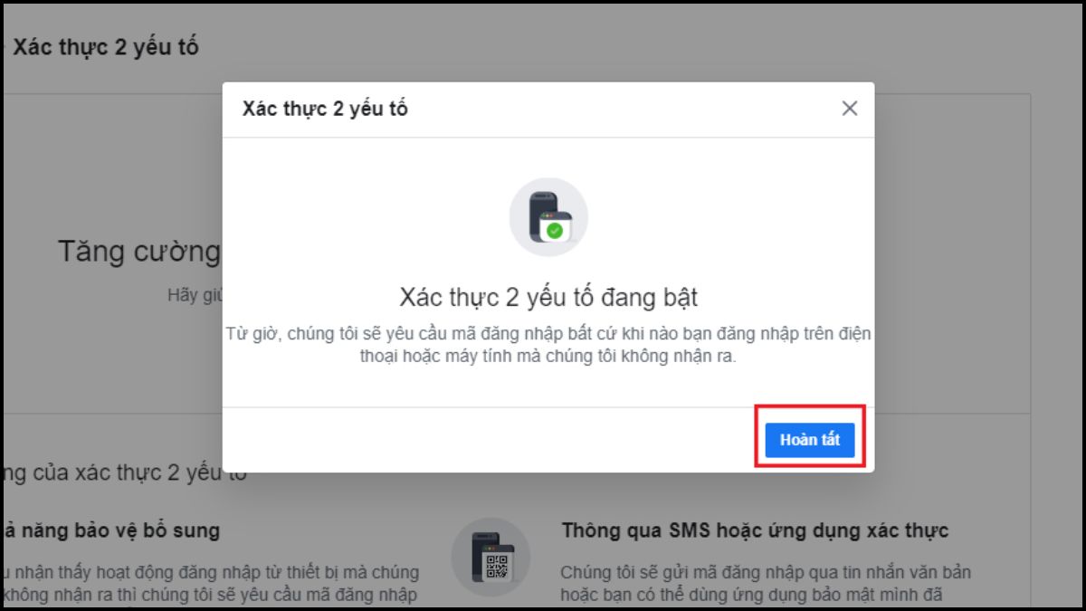 Lấy mã 2FA Facebook qua ứng dụng xác thực bước 5
