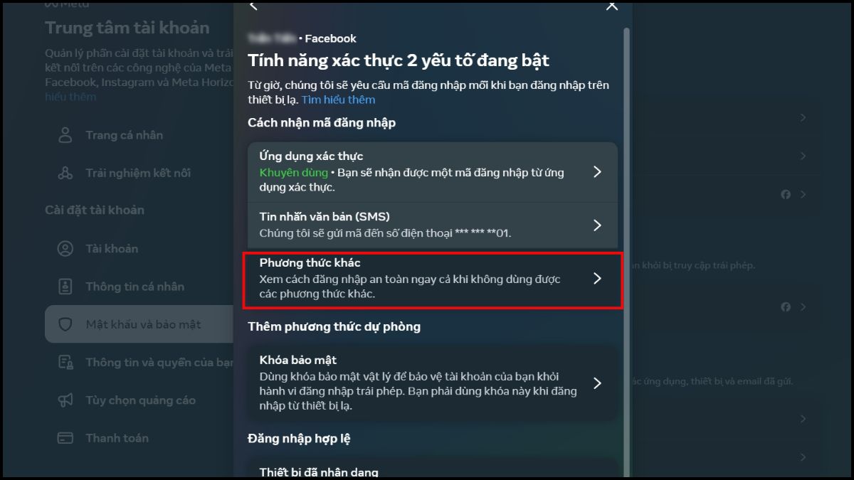 Lấy mã 2FA Facebook bằng mã khôi phục khi khẩn cấp bước 4