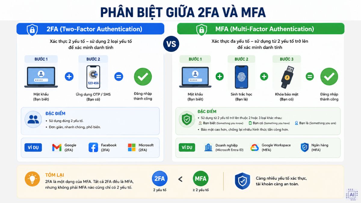 Lấy mã 2FA Facebook - Phân biệt 2FA và MFA