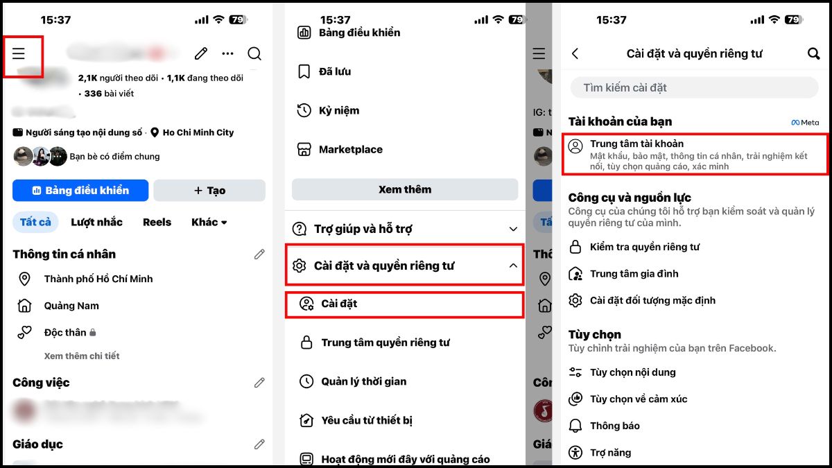Lấy mã 2FA Facebook qua tin nhắn bước 1