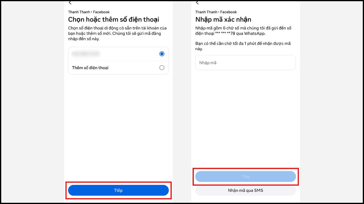 Lấy mã 2FA Facebook qua tin nhắn bước 3