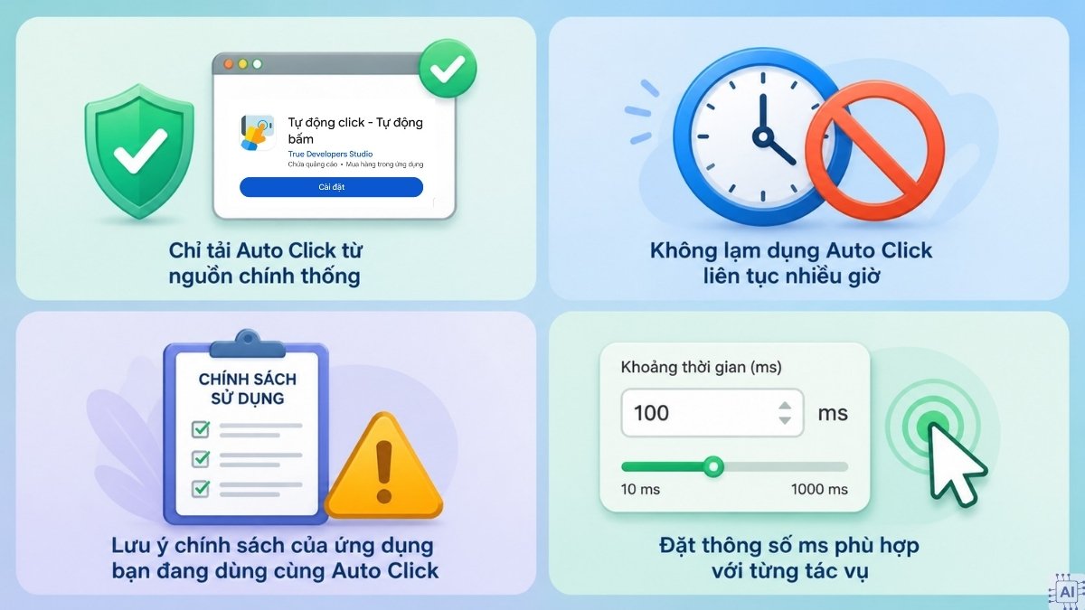 Lưu ý khi sử dụng và sửa lỗi Auto Click trên điện thoại