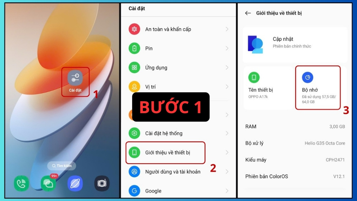 Khắc phục lỗi camera trước OPPO - Giải phóng bộ nhớ bước 1