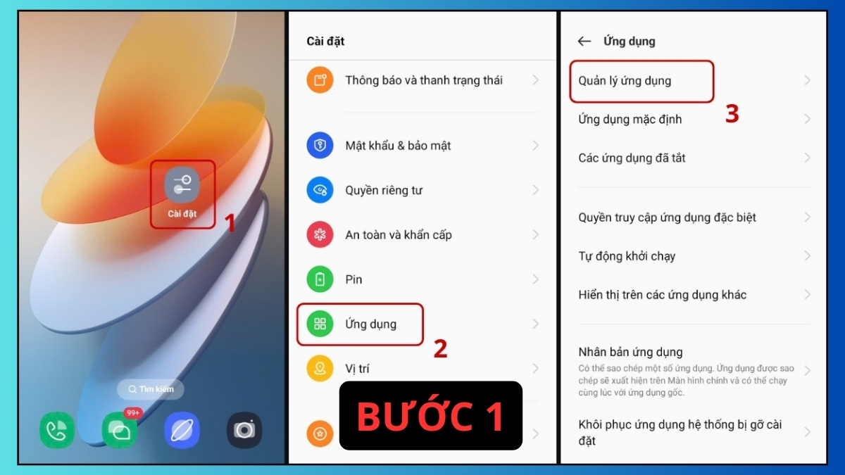 Khắc phục lỗi camera trước OPPO - Kiểm tra cài đặt quyền ứng dụng bước 1