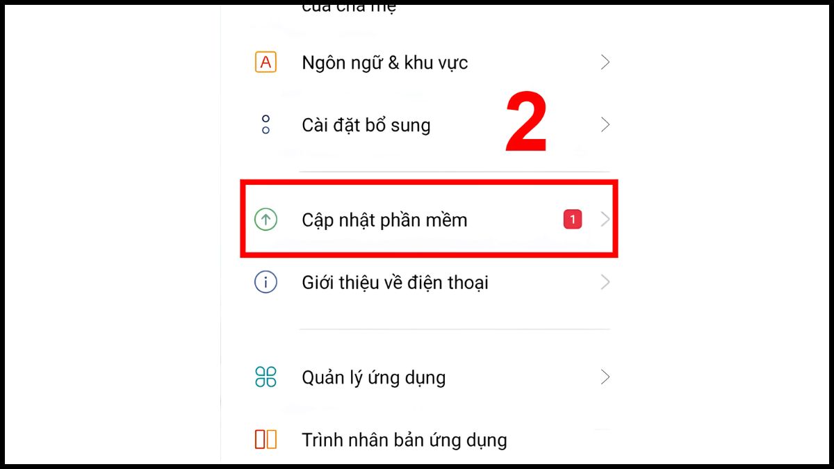 Sửa lỗi hệ thống Android - Cập nhật hệ điều hành bước 2