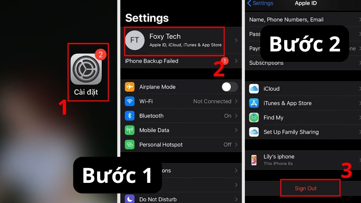 Cách sửa lỗi iMessage không nhận số điện thoại - Cập nhật Apple ID bước 1, 2