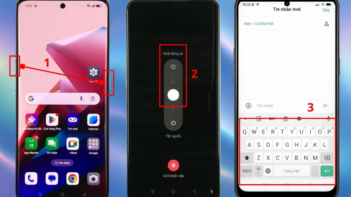 Khắc phục lỗi không hiển thị bàn phím trên OPPO - Khởi động lại điện thoại