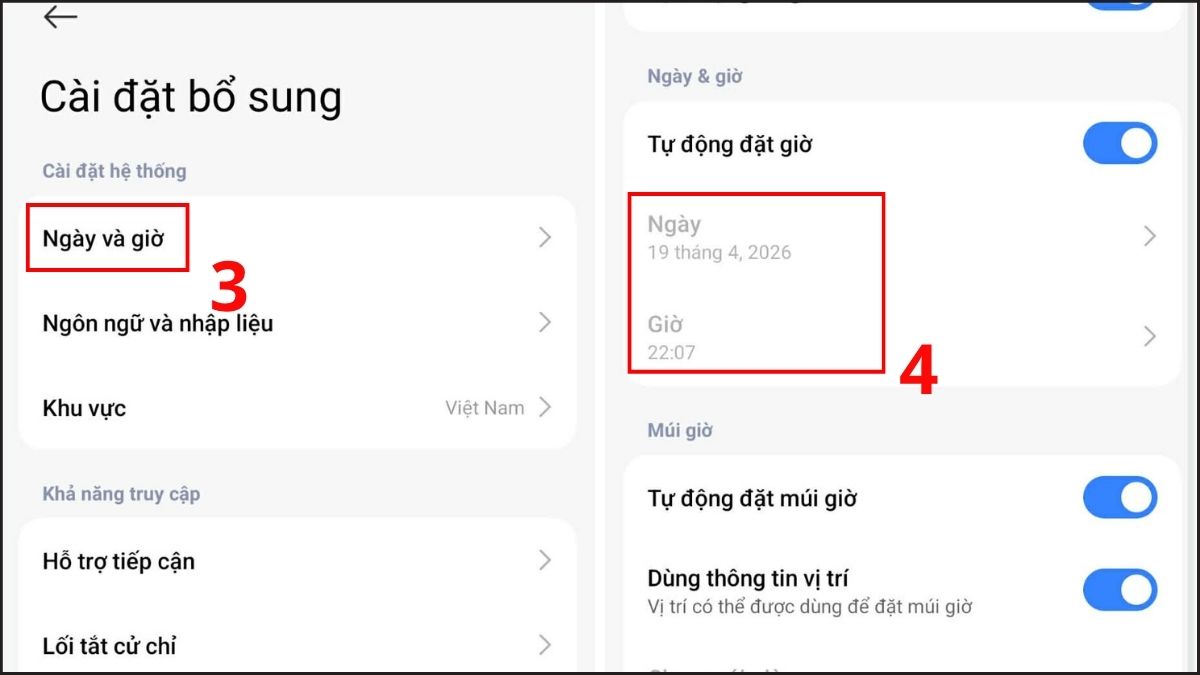 Sửa Lỗi không kết nối được wifi trên điện thoại Android - Kiểm tra ngày giờ bước 3, 4