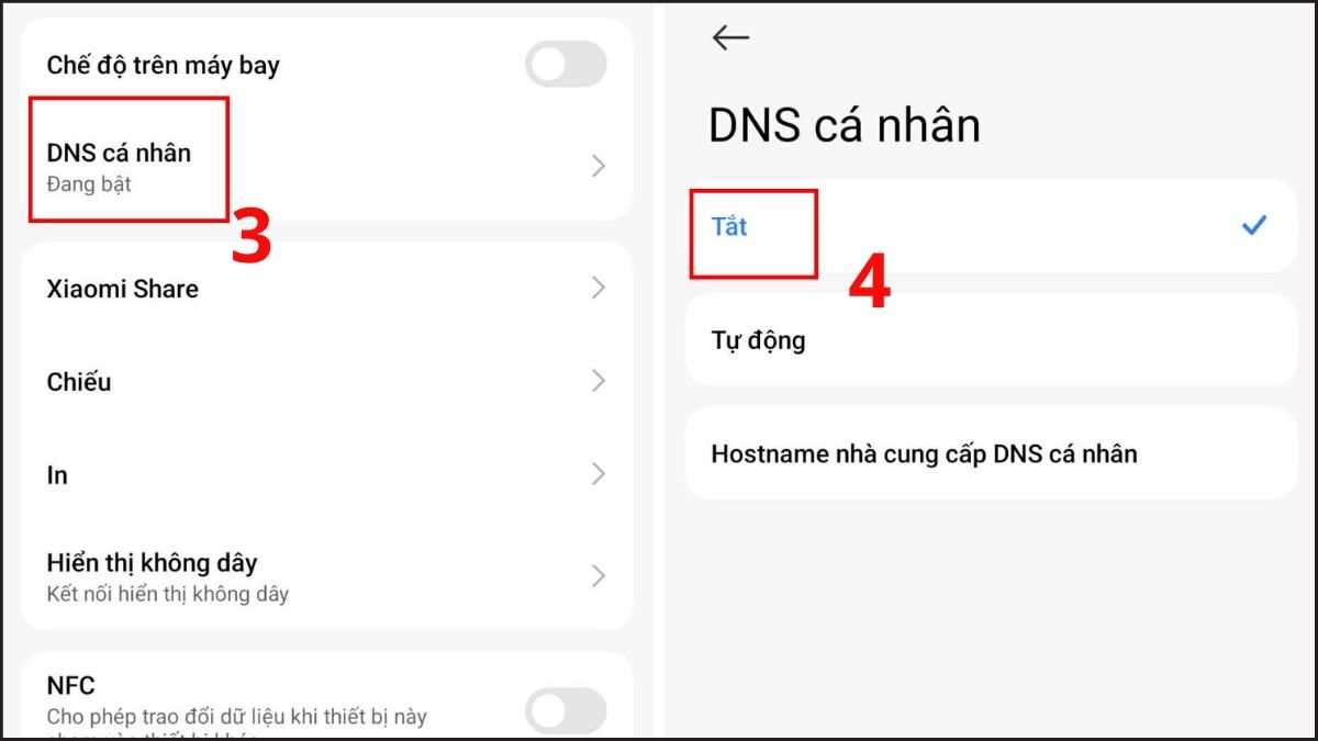 Sửa Lỗi không kết nối được wifi trên điện thoại Android - Tắt DNS riêng tư bước 3, 4