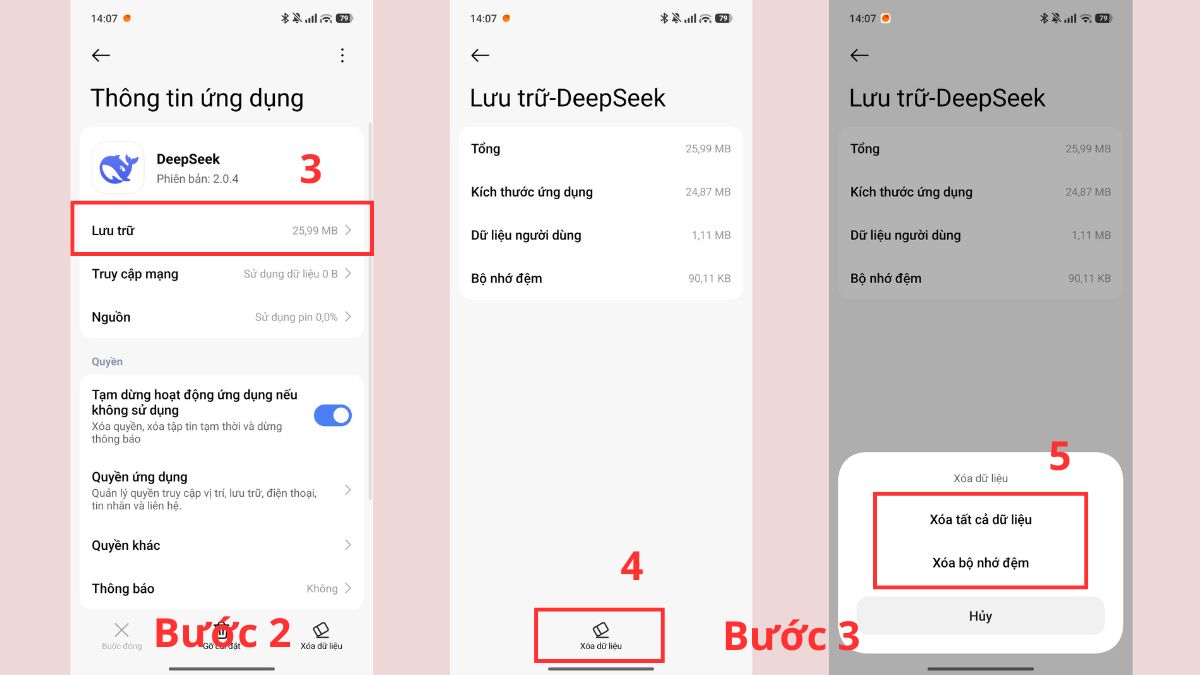 Sửa lỗi không mở được ứng dụng trên Android bằng cách Xóa bộ nhớ đệm bước 2, 3