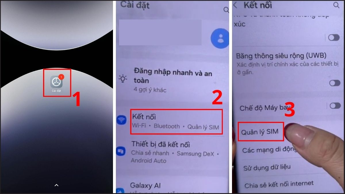 Sửa lỗi sim không có dịch vụ trên Android - Kích hoạt eSIM bước 1, 2, 3