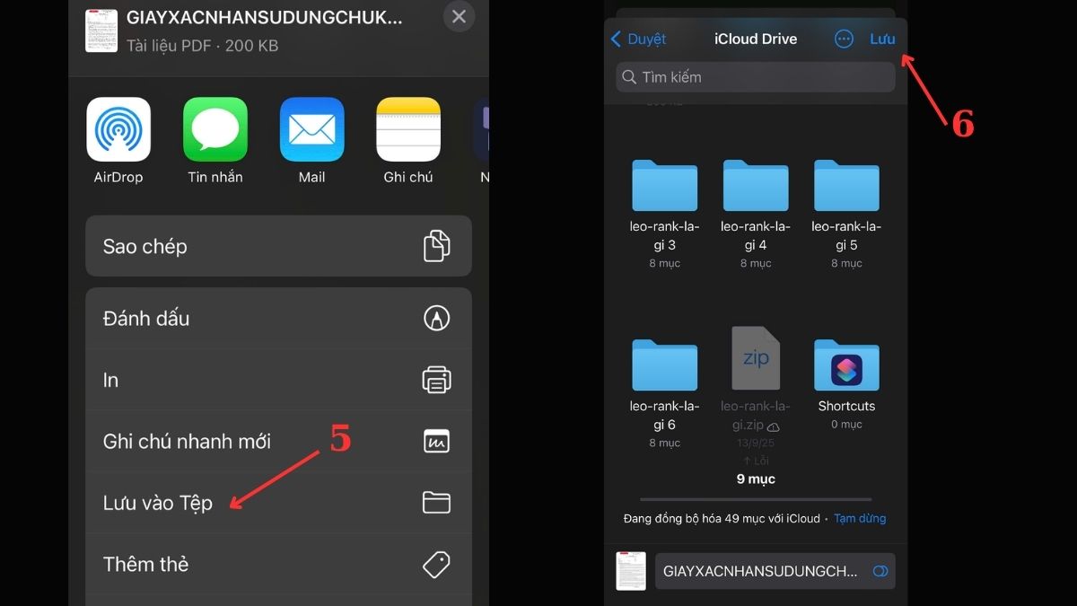Lưu file trên Zalo về iPhone định dạng PDF, PPT,... bước 5, 6