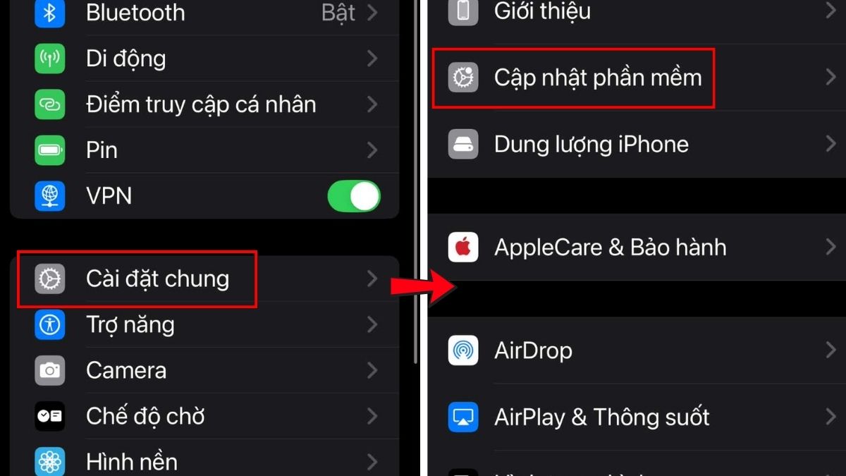 Sửa màn hình điện thoại bị chớp sáng trên iOS bằng cách cập nhật hệ điều hành bước 1, 2