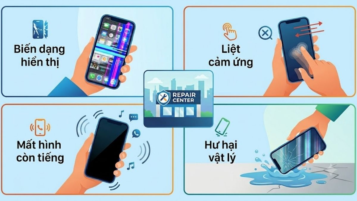 Mang màn hình điện thoại bị chớp sáng đi sửa kịp thời