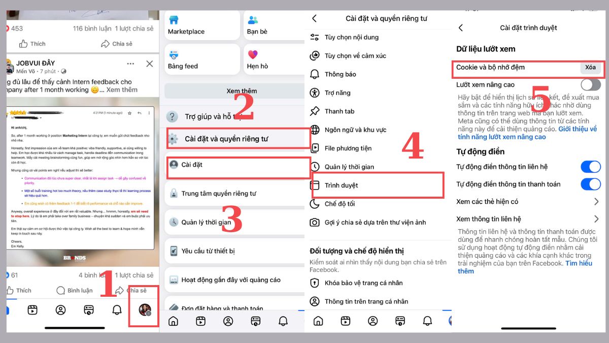 Khắc phục lỗi màn hình Facebook bị đen - Xóa bộ nhớ đệm