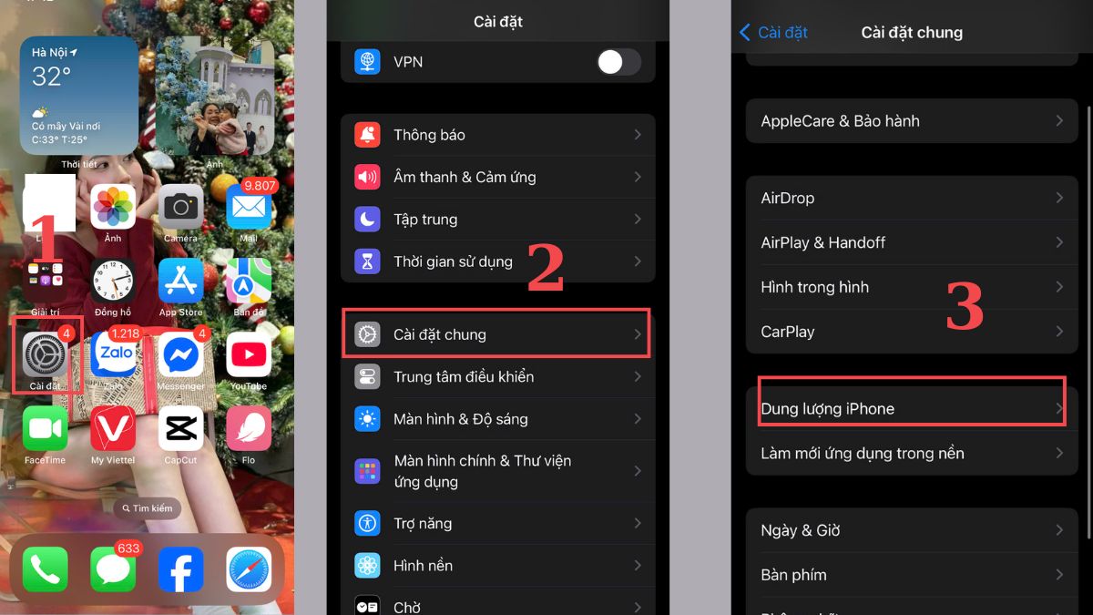 Khắc phục lỗi màn hình Facebook bị đen - Cài đặt lại ứng dụng Facebook bước 1, 2, 3