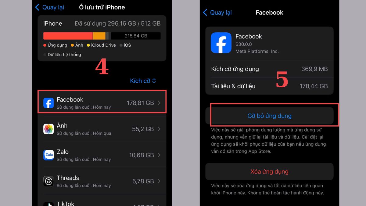 Khắc phục lỗi màn hình Facebook bị đen - Cài đặt lại ứng dụng Facebook bước 4, 5