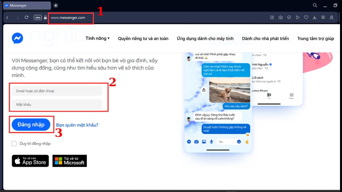 Khắc phục tình trạng Messenger bị lỗi không vào được - Đăng nhập bằng trình duyệt khác