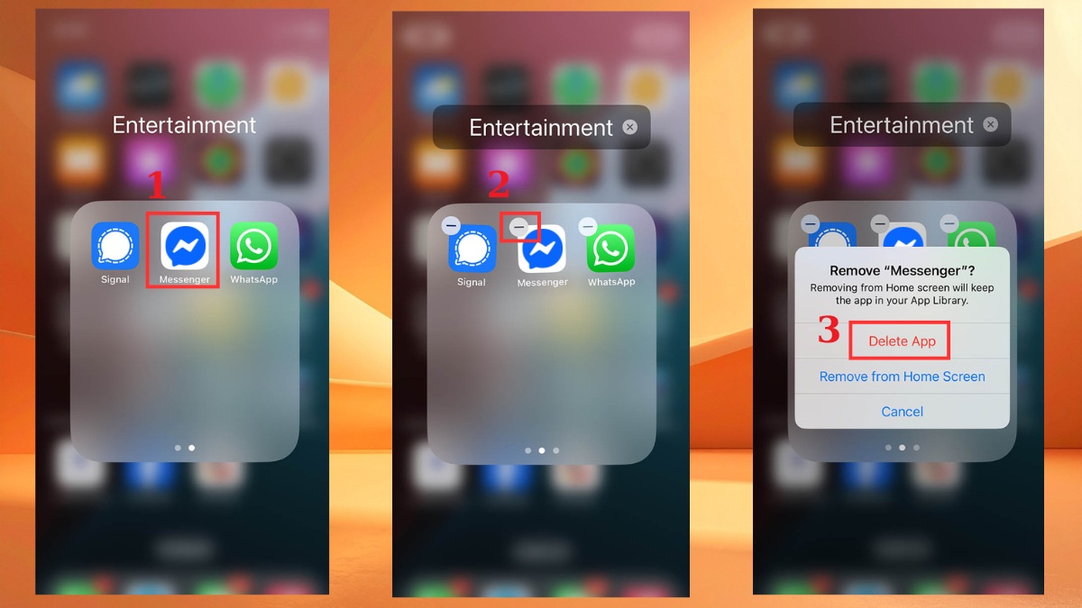 Khắc phục tình trạng Messenger bị lỗi không vào được - Xóa app trên iPhone