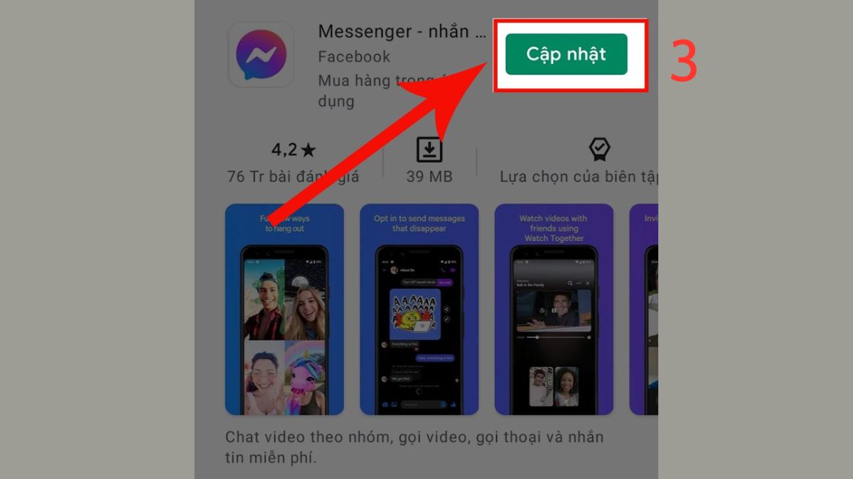 Sửa lỗi Messenger không thông báo tin nhắn - Cập nhật phiên bản mới của ứng dụng bước 3