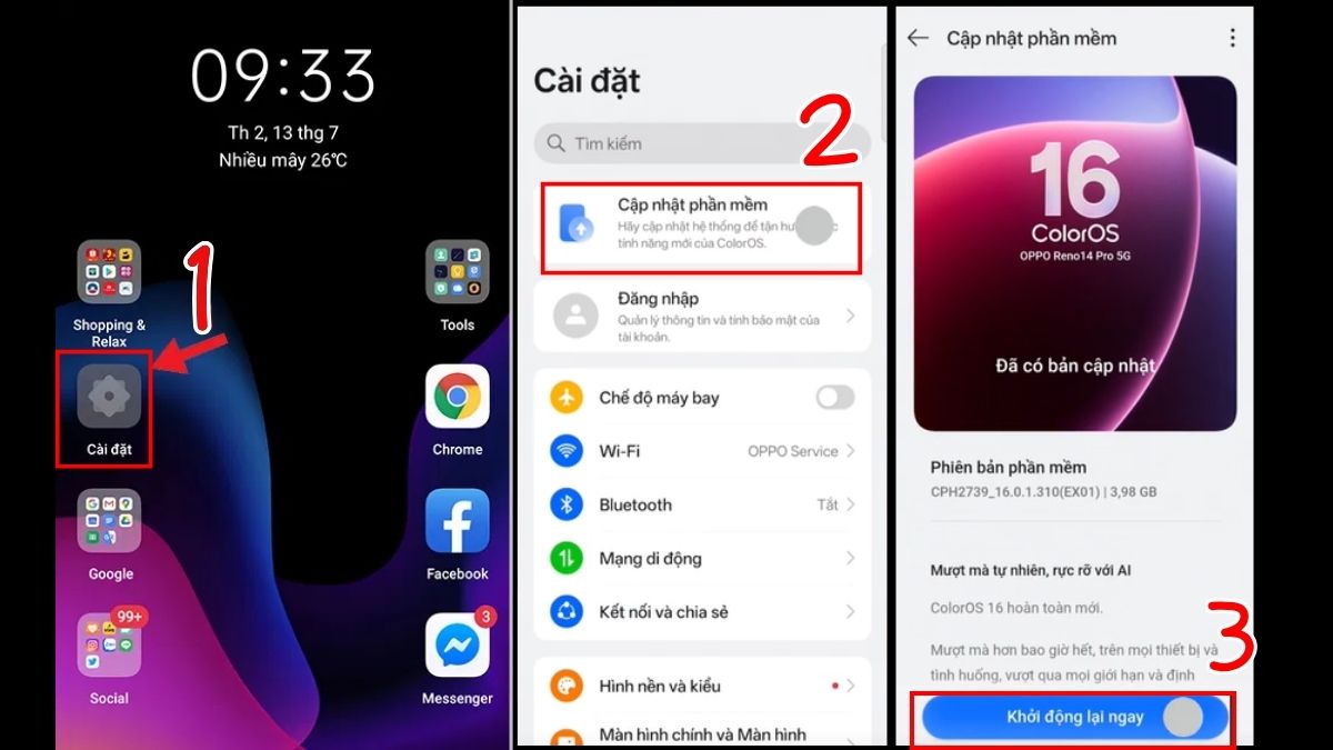 Sửa OPPO bị lỗi phần mềm - Cập nhật ColorOS mới nhất